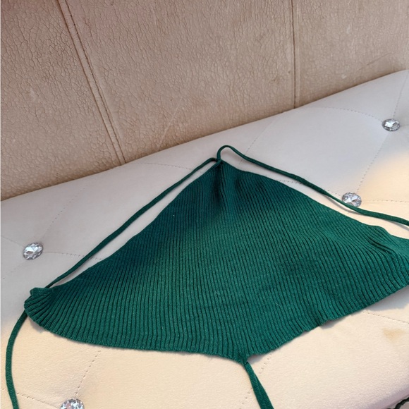 Green Ribbed Triangle Bikini Top - Picture 2 of 2